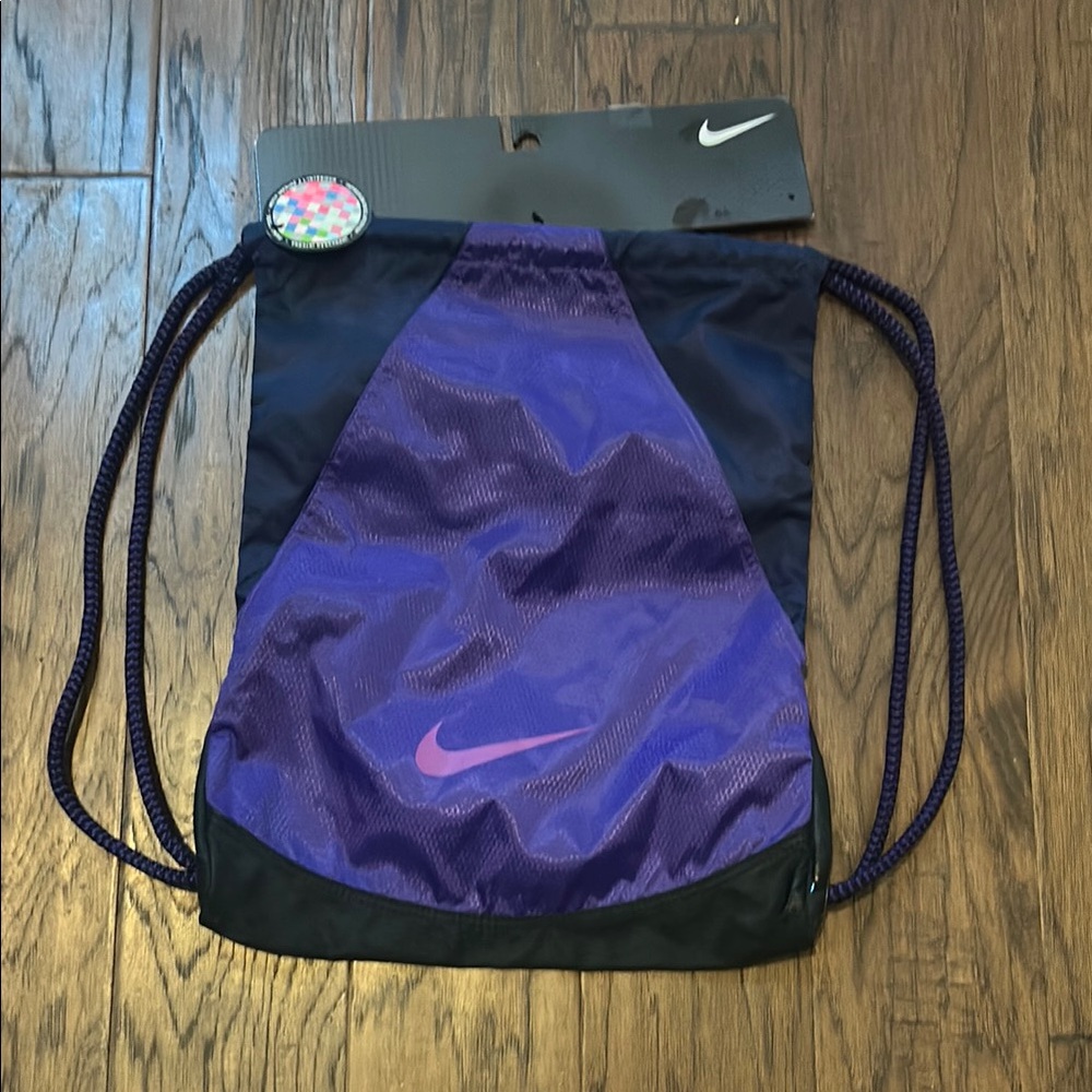 Nike Purple and Black Drawstring Bag